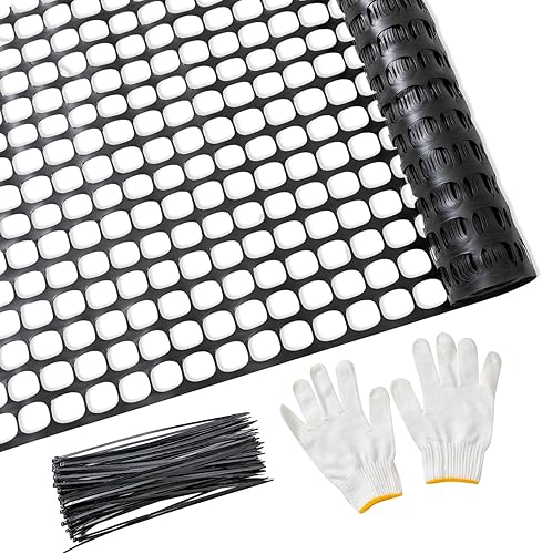 Miniatura 1 de Valla de seguridad de malla de plástico, rollo de 4 x 100 pies con 100 bridas, red temporal reutilizable para cercado de jardín, construcción, valla