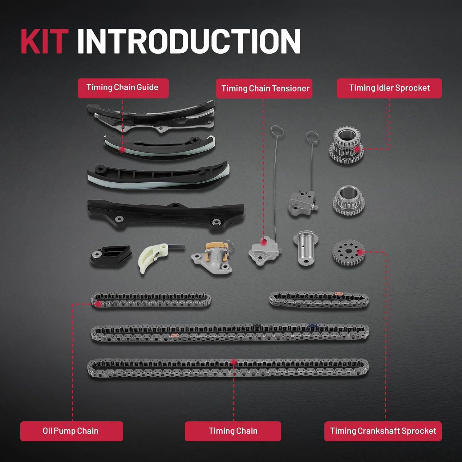 BDFHYK Engine Timing Chain Kit with Tensioner for 3.6L V6 DOHC Engines Compatible with Jeep Wrangler 12-17 Grand Cherokee 11-15, Compatible with Dodge Journey Durango, Compatible with Chrysler 200 300