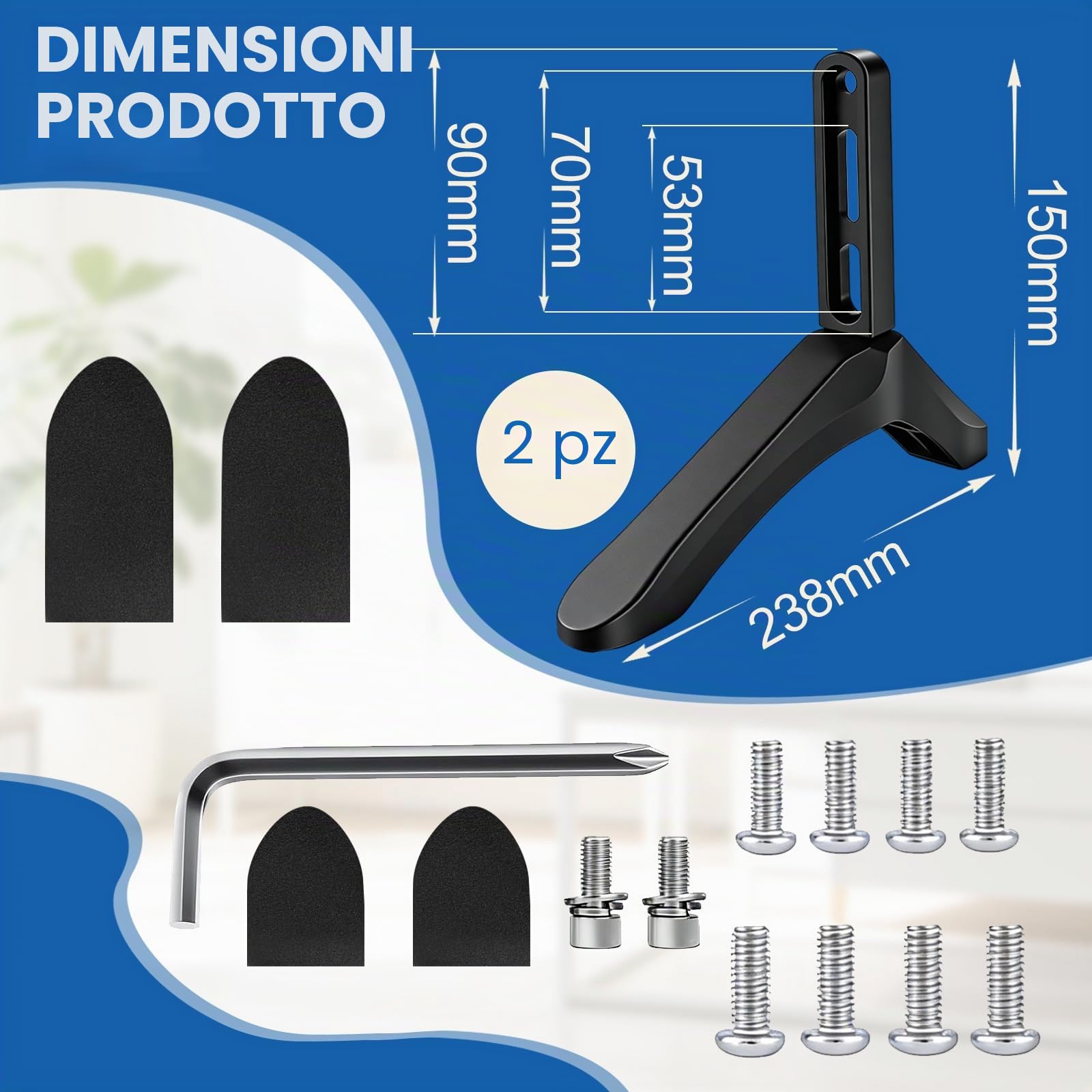 Supporto TV da Tavolo Piedini per Piedistallo TV per Schermi LCD LED OLED da 32-65 pollici Supporto TVs da Tavolo Antiscivolo Installazione Semplice
