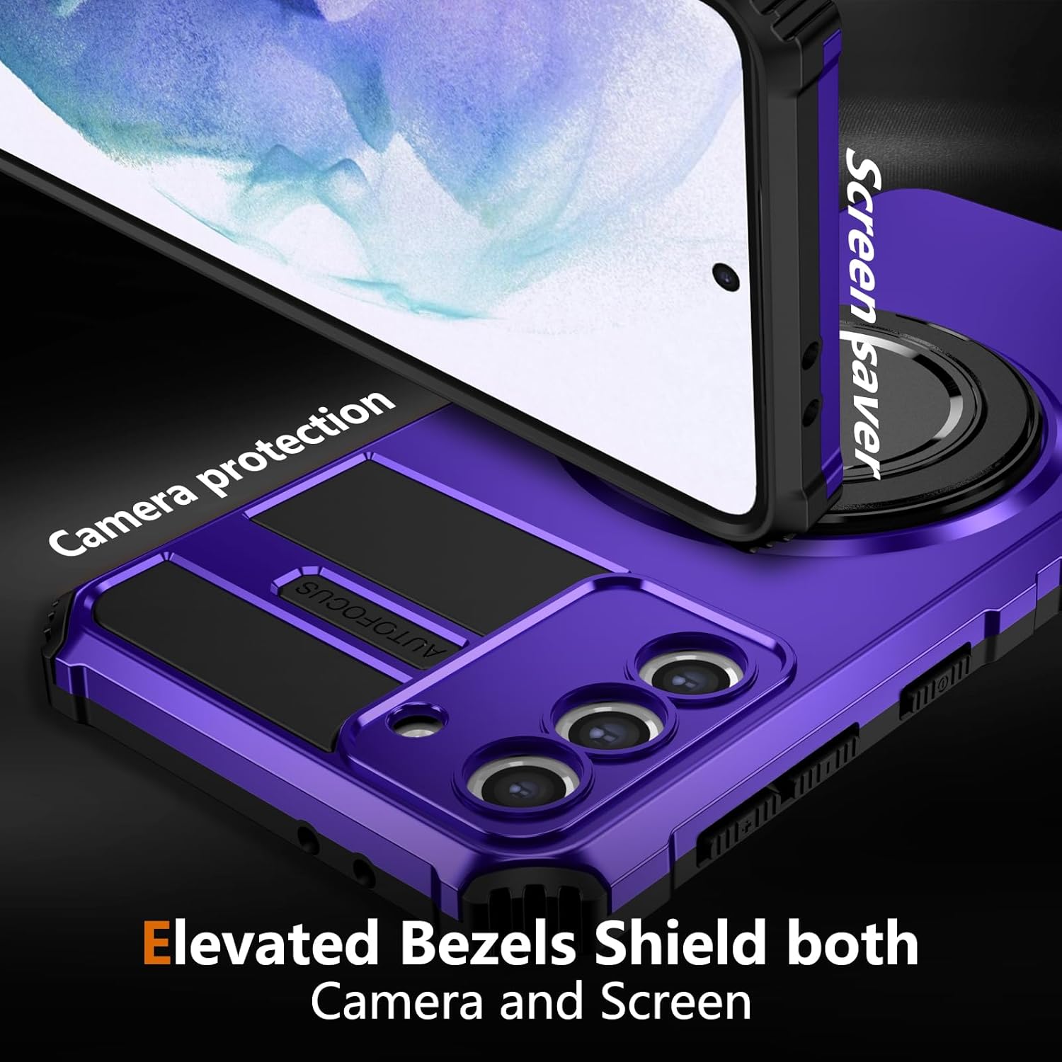 360° Rotating Magnetic Suction Protective Case for Samsung Galaxy S21, Mobile Phone Holder [Support Car Mount] Shockproof Protective Phone Cover Cases, Purple