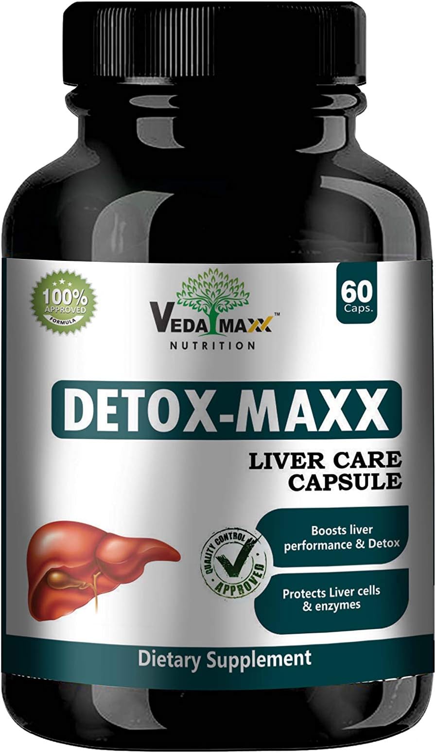 VEDAMAXX DETOX MAXX Liver Detoxifier & Regenerator for Complete Liver Support, Natural 100% Vegetarian Capsules (Pack of 01 contain 60 Capsules)