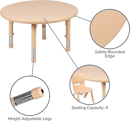 Miniatura 9 de Flash Furniture Mesa de actividad redonda de plástico rojo de 33 pulgadas