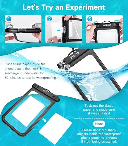 Miniatura 5 de Paquete de 2 fundas universales impermeables para teléfono de hasta 8.3 pulgadas, IPX8 para teléfono celular, compatible con iPhone 14, 13, 12, 11