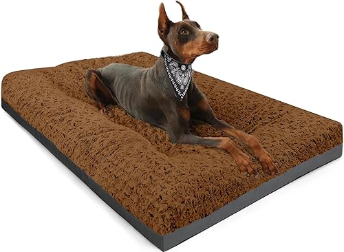 Miniatura 11 de POCBLUE Cama lavable de lujo para perros pequeños, tapete para jaula de perro de 23 pulgadas, almohadilla cómoda y esponjosa para perrera, Negro