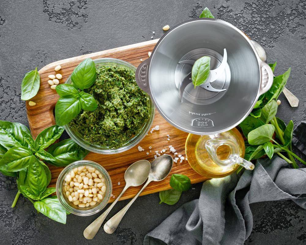 Hachoir de cuisine électrique, en acier inoxydable, mixeur 4 lames en acier inoxydable, mixeur Deux vitesses (2L)