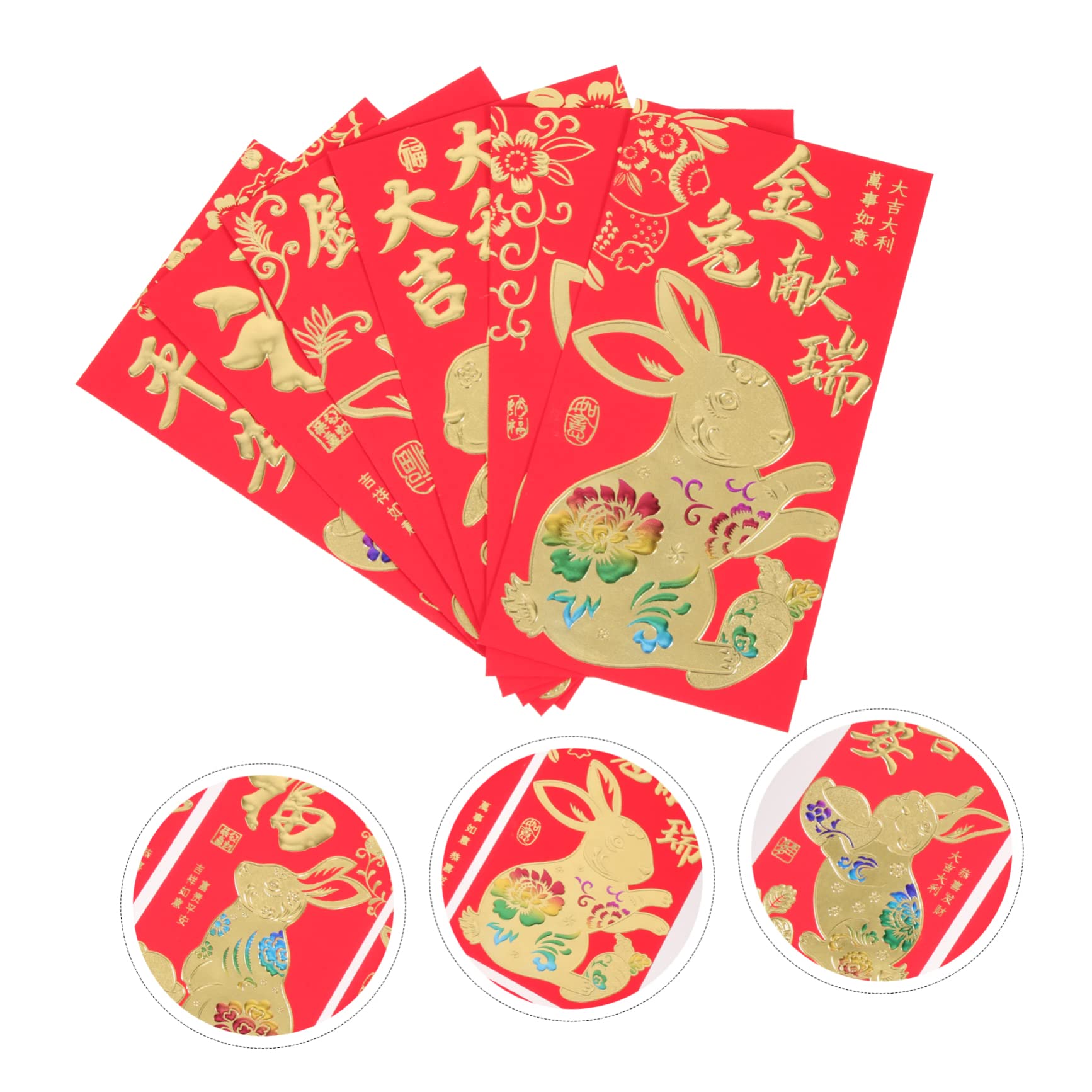 SEWACC 240 Piezas 2023 Año Del Conejo Paquetes Rojos Japoneses Sobres Rojos Chinos Asiáticos Sobre Rojo Del Año Del Conejo Paquetes De Conejito Rojo Ver Hongbao Papel