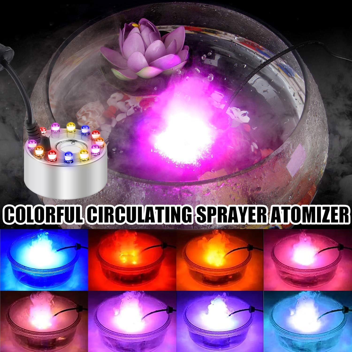 Sunshine smile Ultrasonic Fog Maker, nebulizzatore a ultrasuoni per Halloween, mini macchina per nebbia, per Halloween Pumpkin e strega, nebulizzatore in metallo, produttore di nebbia