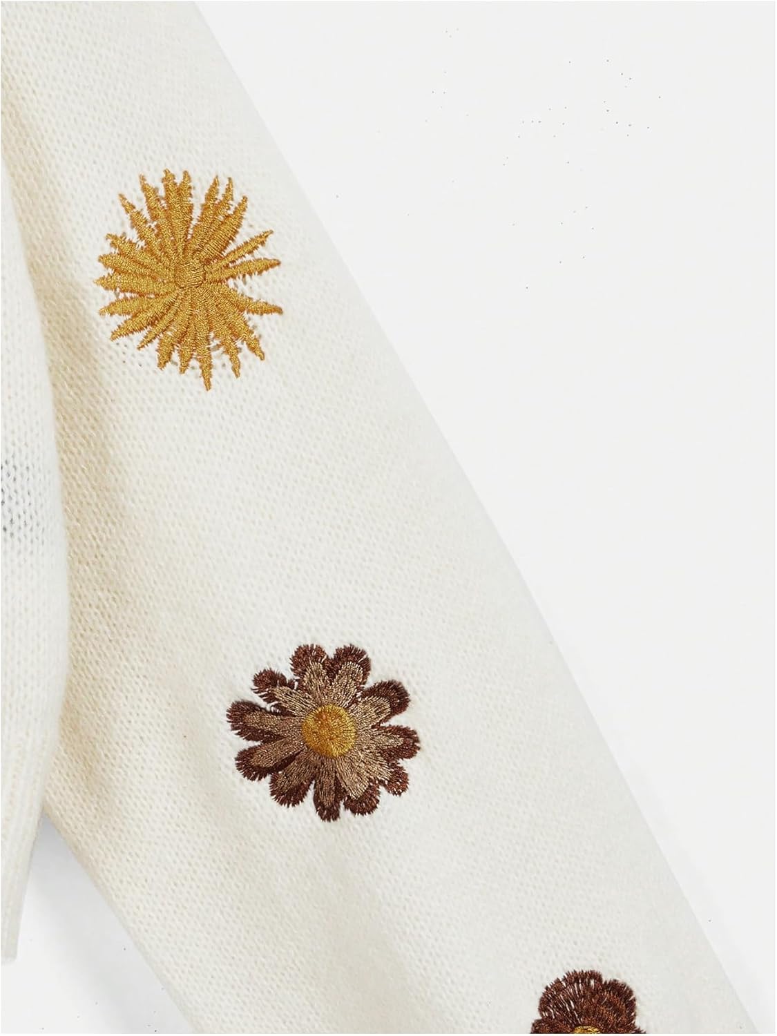 Women's Floral Boho Cardigan Sweater Cottagecore Cropped Cardigan Western Embroidery Button Down Sweates Knit Top - Image 4