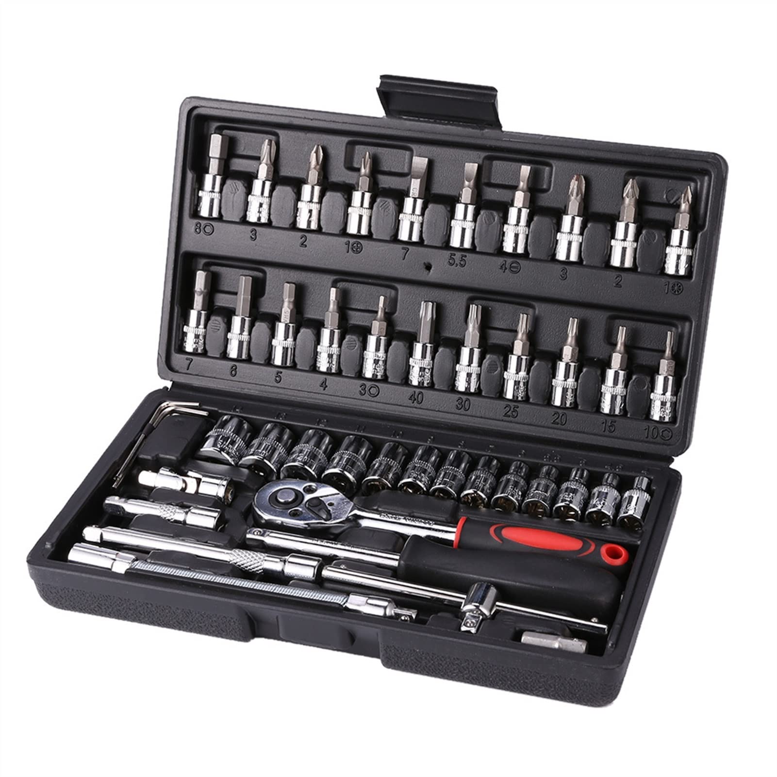 Ensemble outils à main 46pcs avec clé de douille 1/4 en acier au carbone