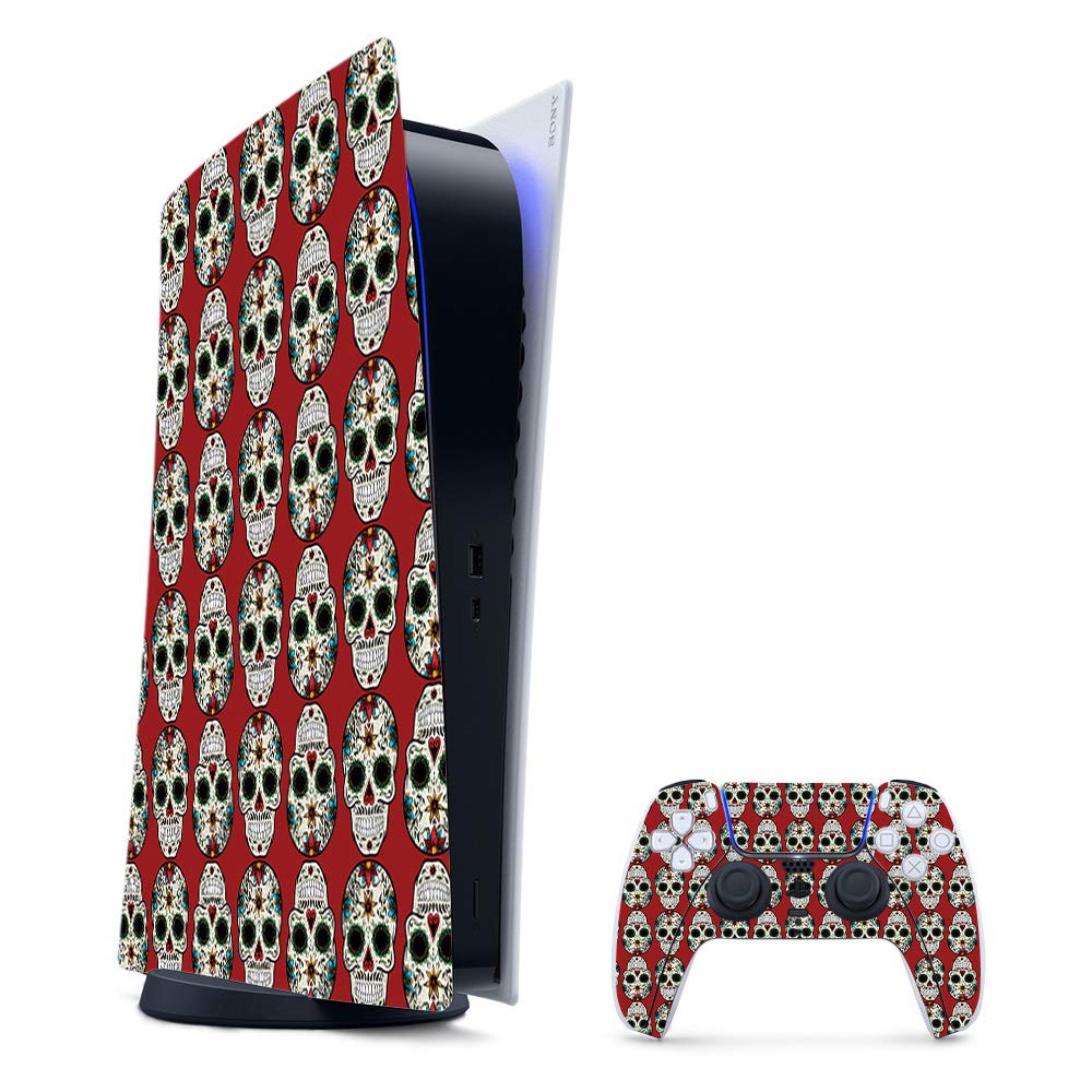 MightySkins Gaming Skin for PS5 / PlayStation 5 Digital Edition Bundle - Sugar Skull | Protective Viny wrap | Easy to Apply and Change Styles | Made in The USA