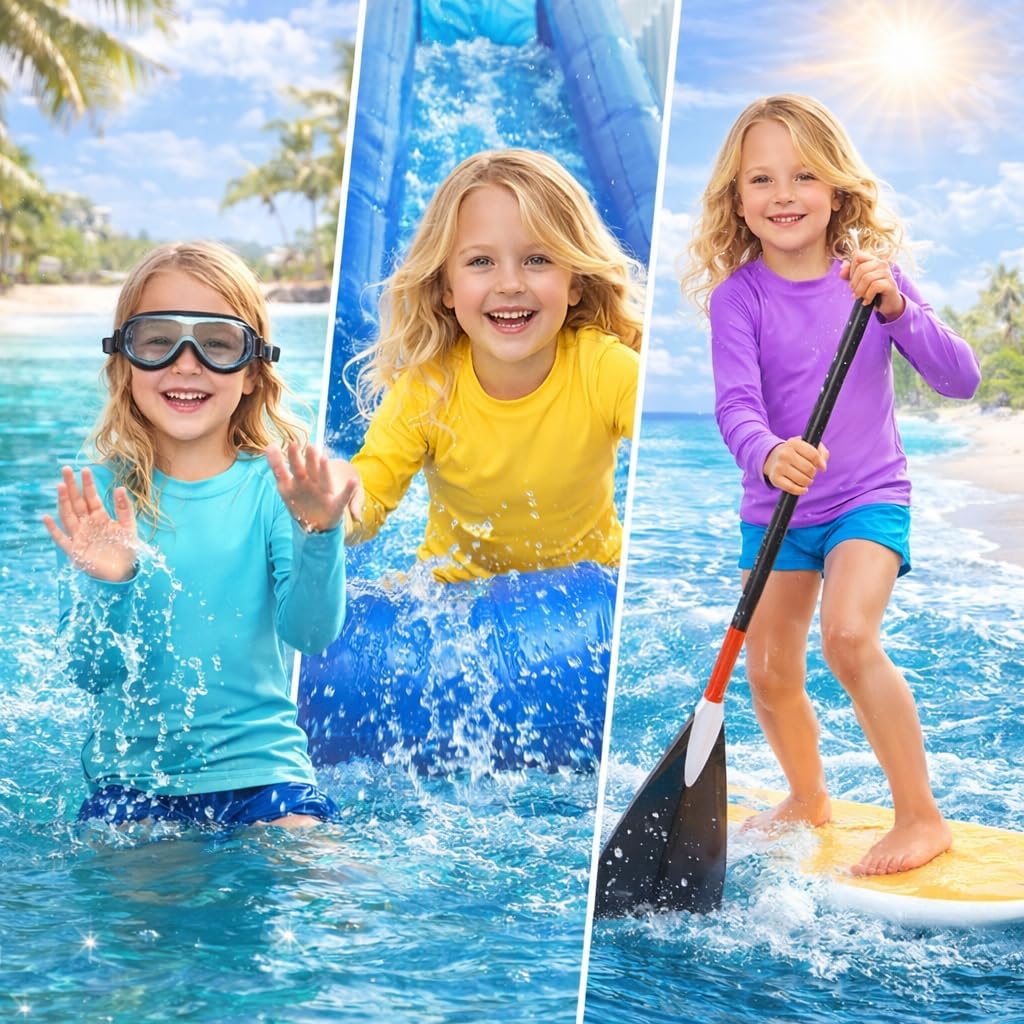 INGEAR Girls Long Sleeve Rash Guard Swim Shirt Outdoor Sports Shirt Lightweight Athletic Tee Protective Quick Dry - Image 6