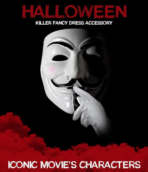 Pack of 2 Vendetta Mask - Guy Fawkes Fancy Dress Costume Anonymous Hacker V for Vendetta Mask Halloween Carnival Party Accessory