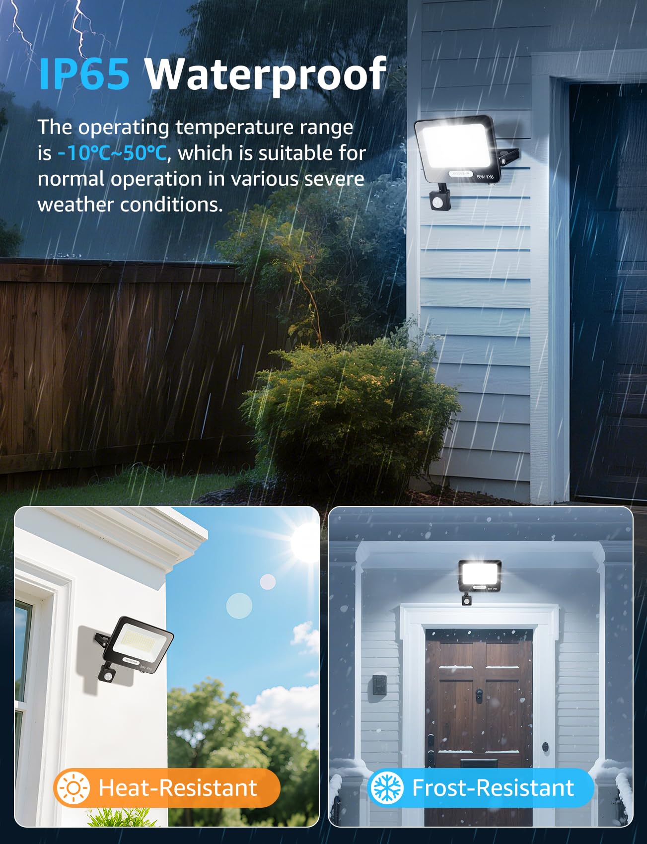 Aigostar- 50W Foco LED con Sensor Movimiento, Super Brillo Focos Exterior, 4600LM, Blanco Frío 6500K, IP65 Impermeable, Proyector LED Exterior, Perfectas para Jardín, Garaje, Patio, Paquete de 8