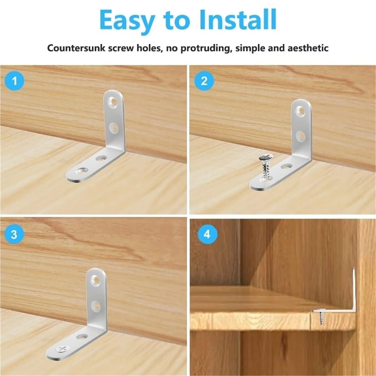 Staffe A L In Acciaio Inossidabile Da 10 Pezzi - Staffa Angolare Ad Angolo Retto for Scaffali, Mobili In Legno, Sedia, Cassetto Con Viti