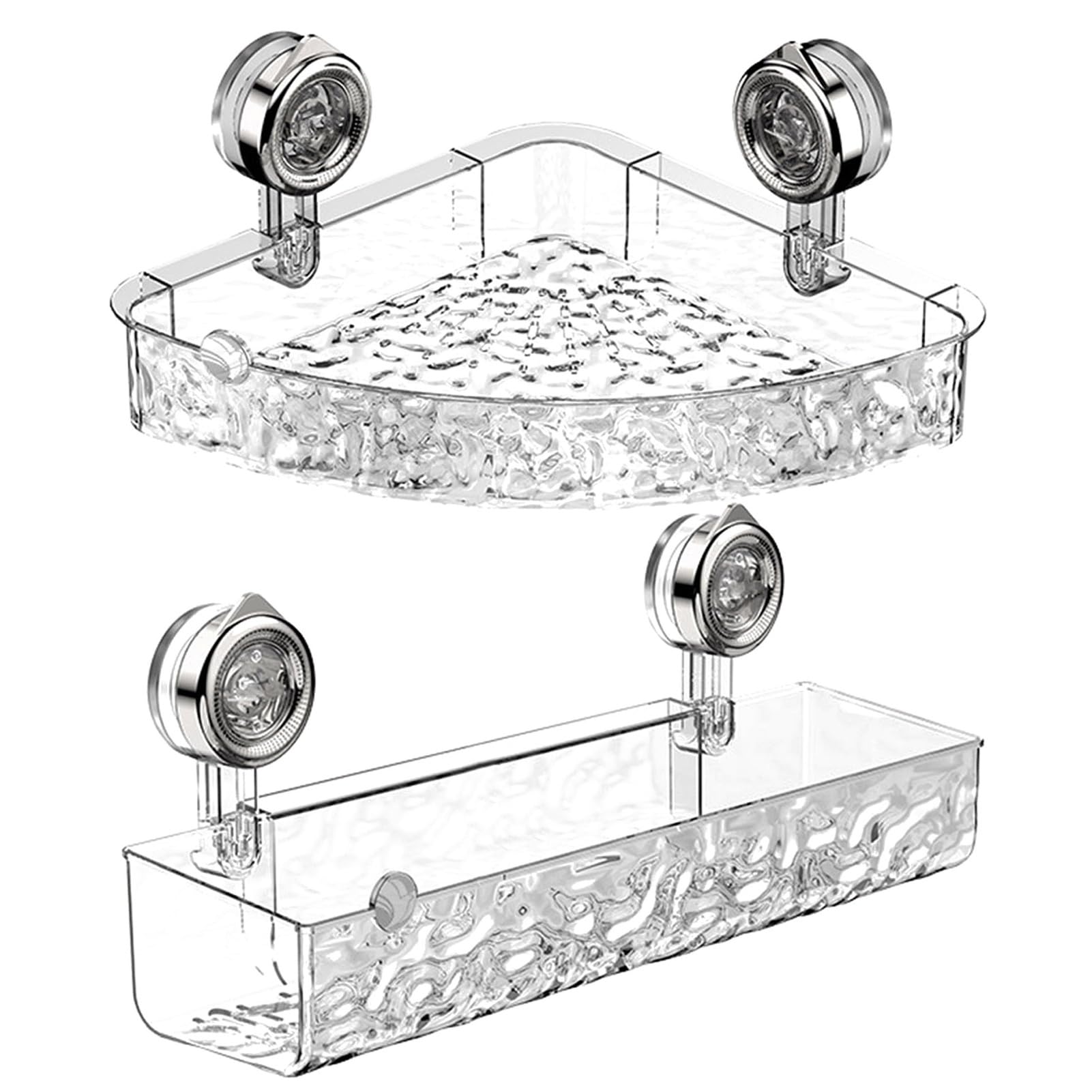 mufsceku Corner Caddy Suction Cup Shower Shelves Multifunctional Triangle Storage Caddy Suction Cup Corner Shelf No Drill Clear
