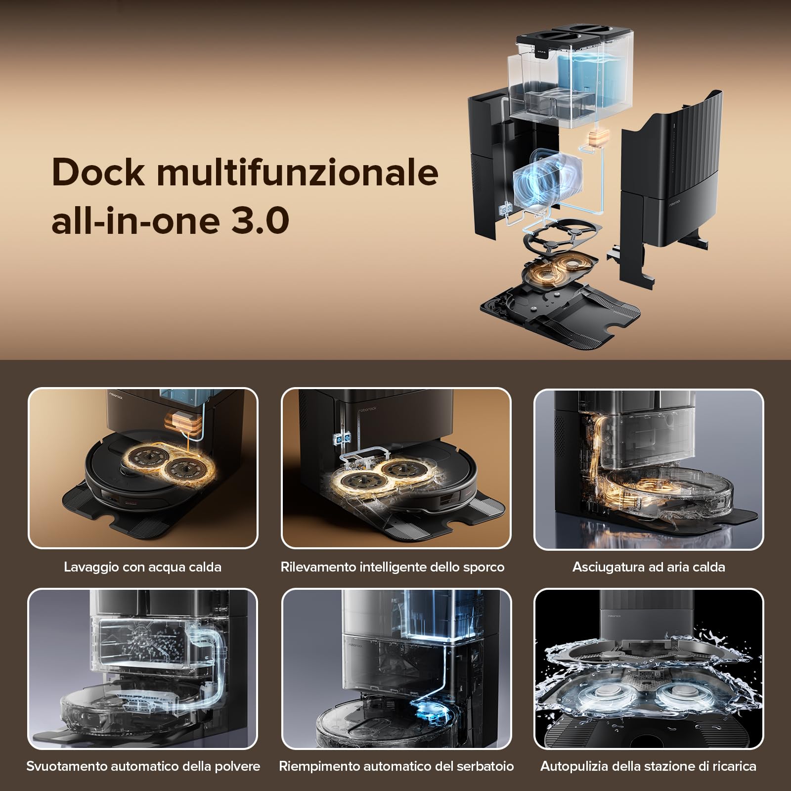 roborock Qrevo Master Set Robot Aspirapolvere con Funzione Mopping&Mop Sollevabile, Design FlexiArm, Potenza di Aspirazione HyperForce® di 10.000 Pa, Rilevamento dello Sporco, Nero