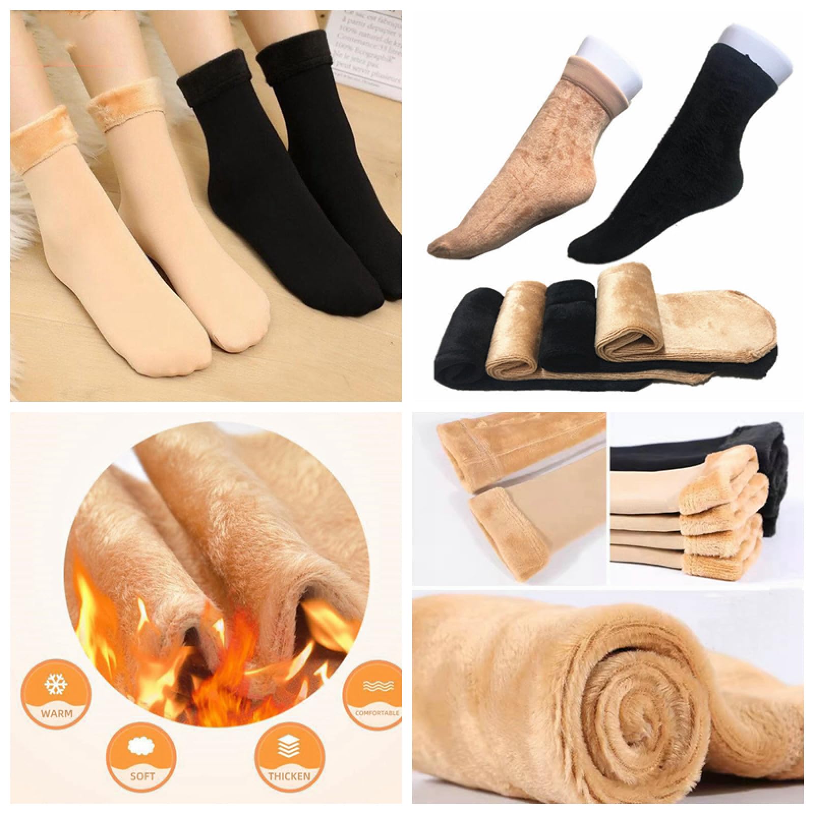 Calcetines De Invierno Para Mujer - Moda Negro 30 Pares Calcetines De Piso De Terciopelo Cálidos Para Mujer Otoño E Invierno Calcetines Suaves Elásticos Engrosados ​​Calcetines De Nieve Trans