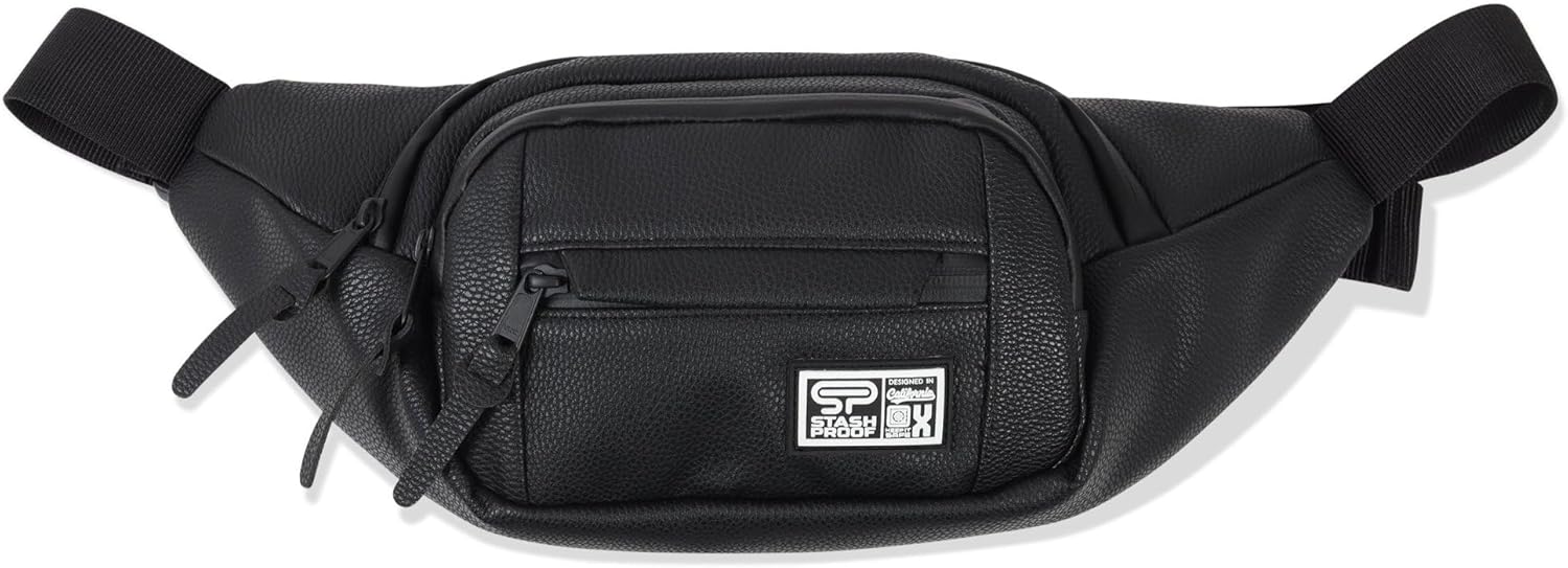 Transporter Carbon Lined Vegan Leather Day Pack Crossbody Sling Bag for Men & Women Belt Bag for Travel, Festival, Outdoors, Concerts, Hiking, Unisex Hip Pack, Waist Bag, Chest Bag