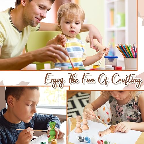 Miniatura 5 de Nitial 12 portavelas de madera clásicos sin terminar, pequeños candelabros de madera sin terminar, para manualidades, decoración de regalo de