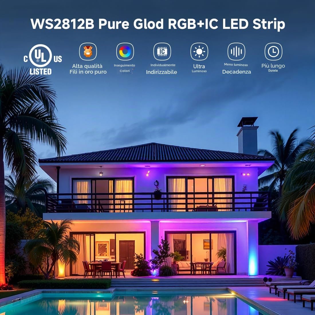 WS2812BALL 5m 60leds/m nero PCB IP30