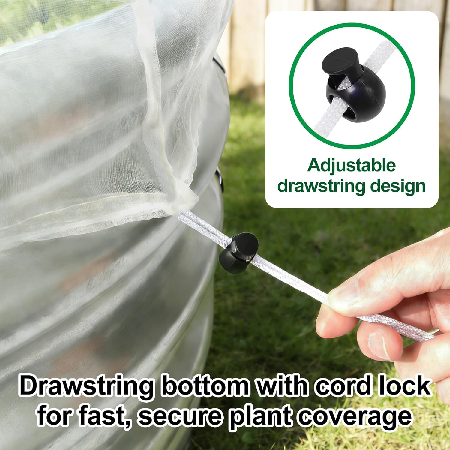 2 Pack Garden Netting for 8x4x1ft Raised Beds, Ultra-Fine Mesh Plant Covers with Drawstring, Bird, Pest & Small Animal Barrier for Vegetables, Fruits & Flowers