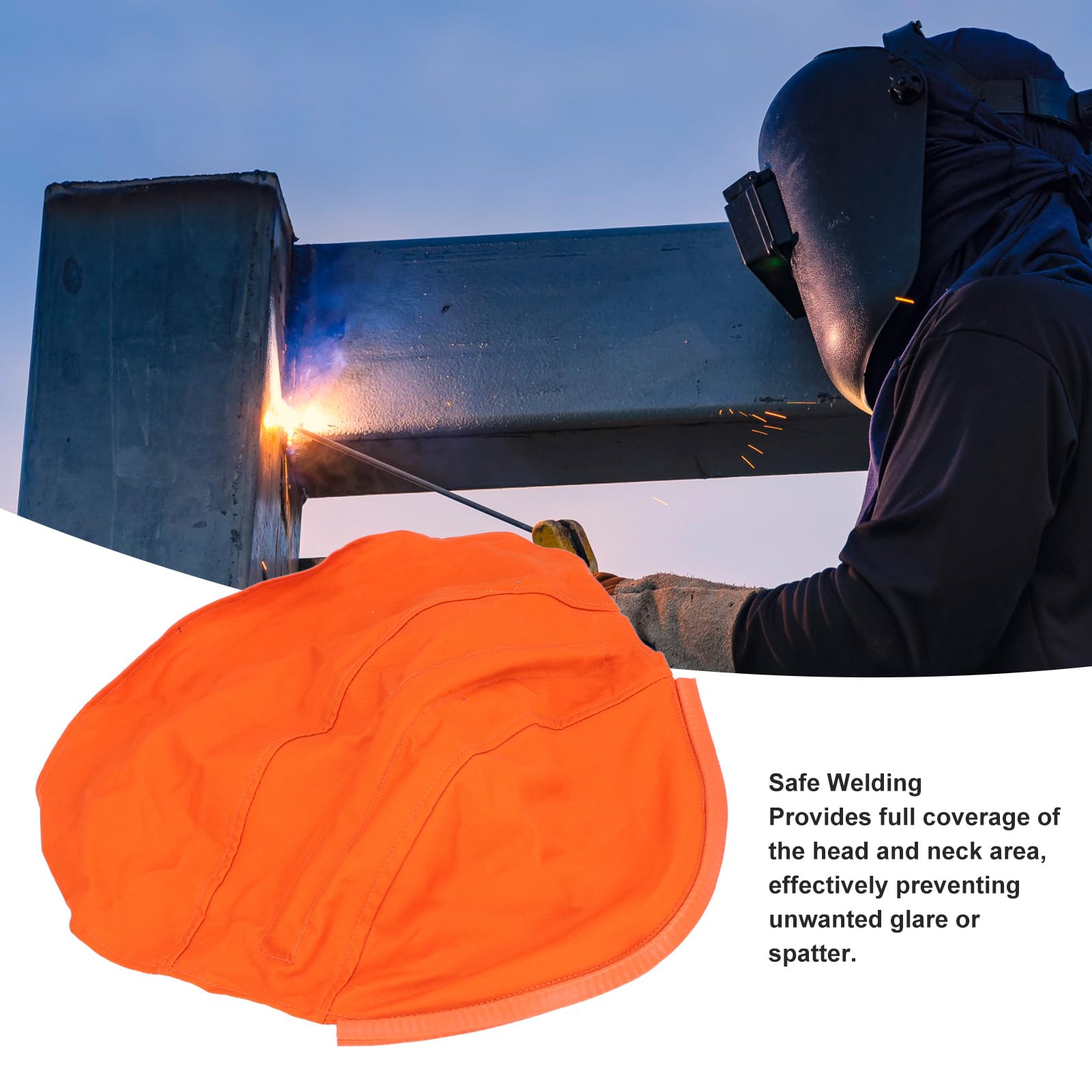 Welding Helmet Cover, FR Cotton Full Protective Extended Headcover with Press Fit Sealing for Welding Hood Accessories