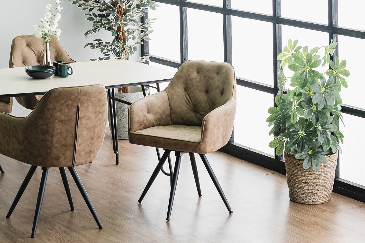 ATOLL　ダイニング回転チェア　2脚入り　ライトブラウン ATOLL ダイニング回転チェア 2脚入り ライトブラウン ATOLL 回転式