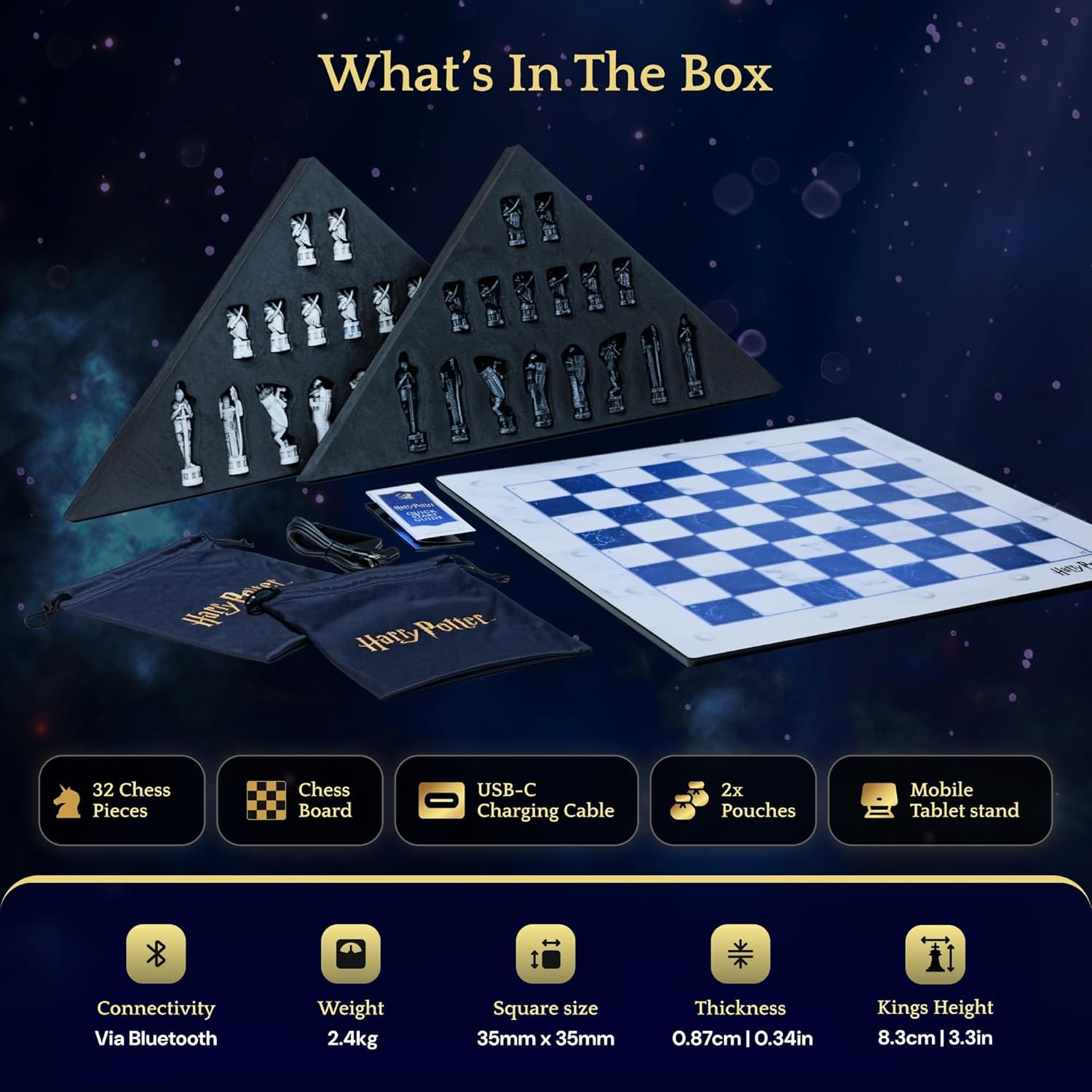 Harry Potter Electronic Chess Board Game. GoChess Mini Wizard. Light-Up Chess Set for All Skill Levels. Online Play App for Harry Potter Fans Smart Board Games Lovers