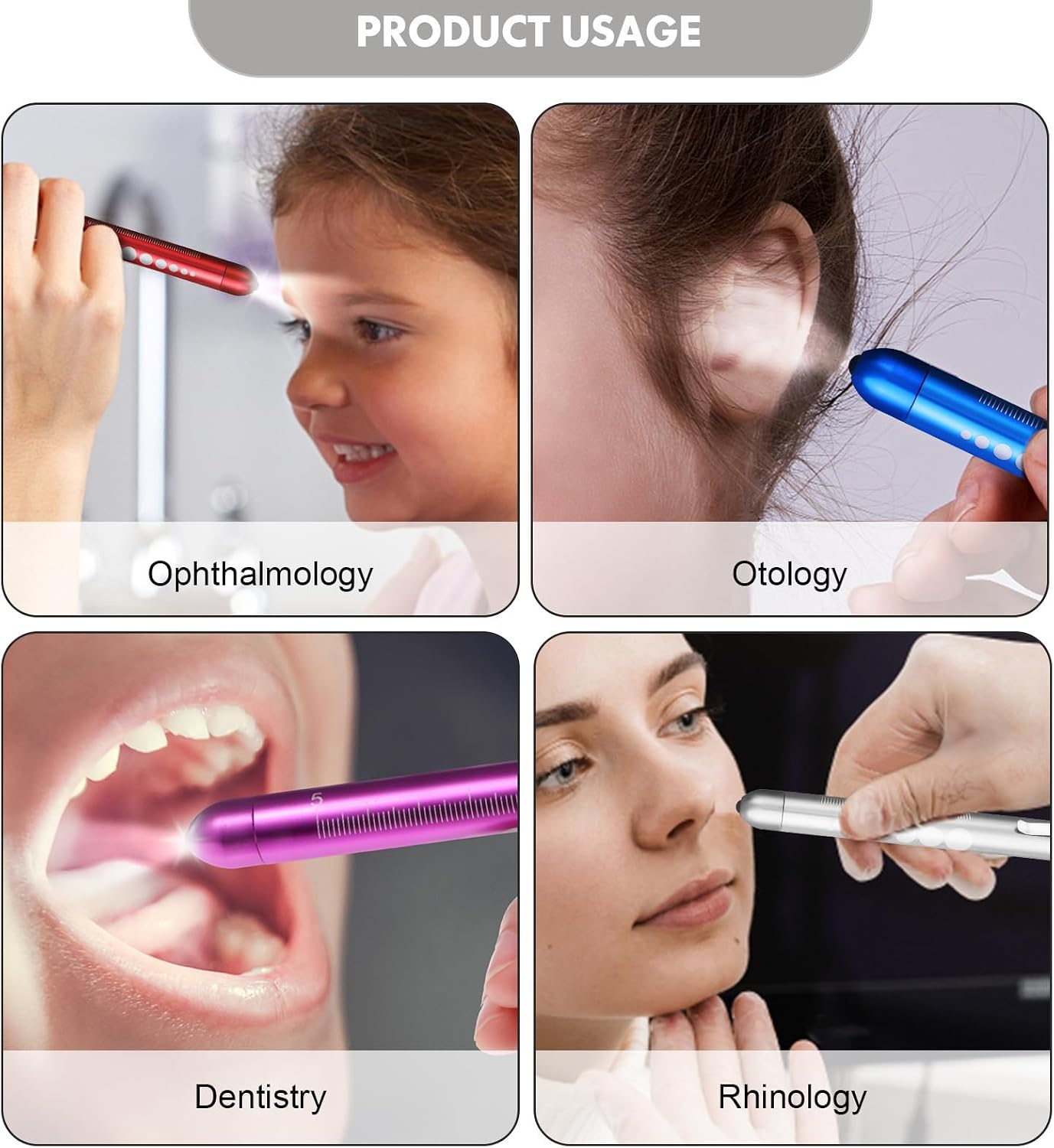 Outanaya 4pcs Nursing Pen Lights for Doctors and Nurses with Clip Design and Concave Heads, Aluminum Alloy Penlights for Veterinary Use and Daily Diagnostic Tasks