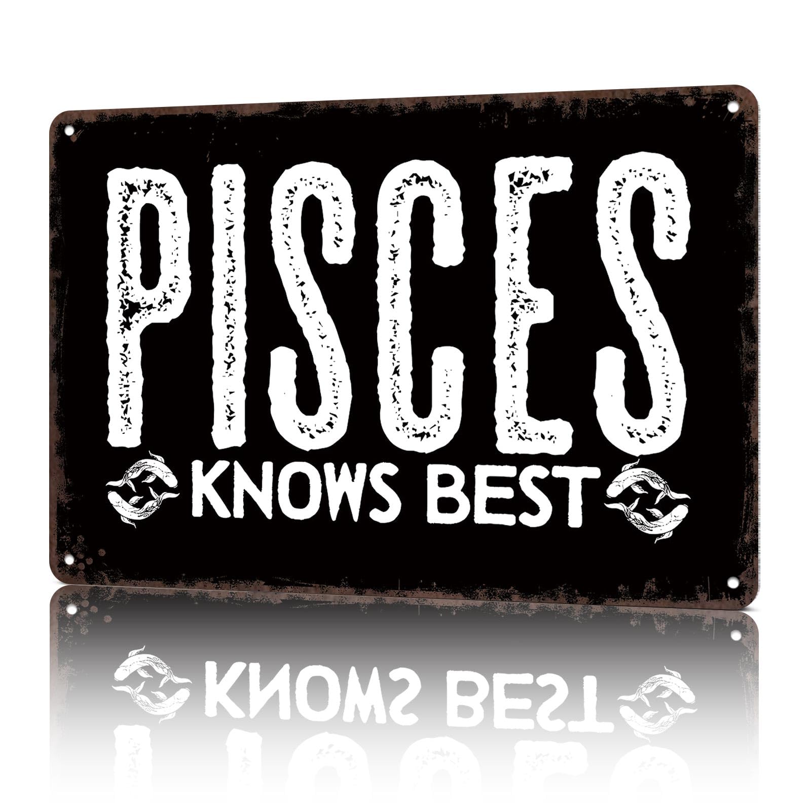 KWQDOZF Vintage Metal Signs Pisces Water Sign Zodiac Funny Tin Sign Poster Wall Art For Home Room Bedroom Office Decor 8x12inch