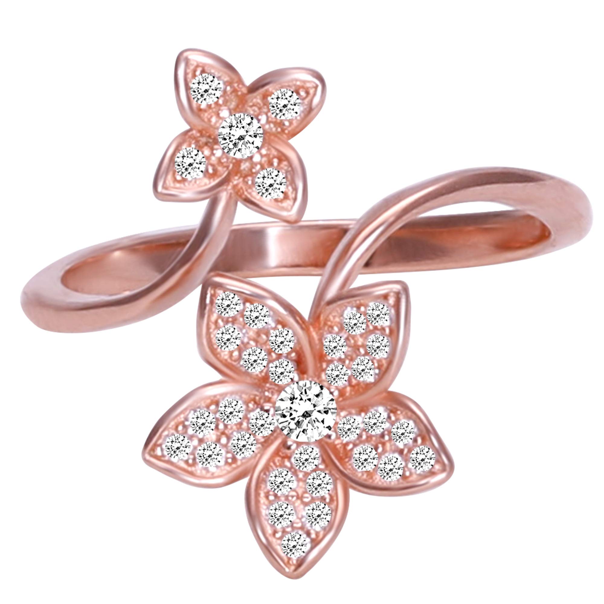 925 silver rose gold blooming flower ring, adjustable | gifts for girlfriend, gifts for women and girls | with certificate of authenticity and 925 stamp | 6 month warranty*
