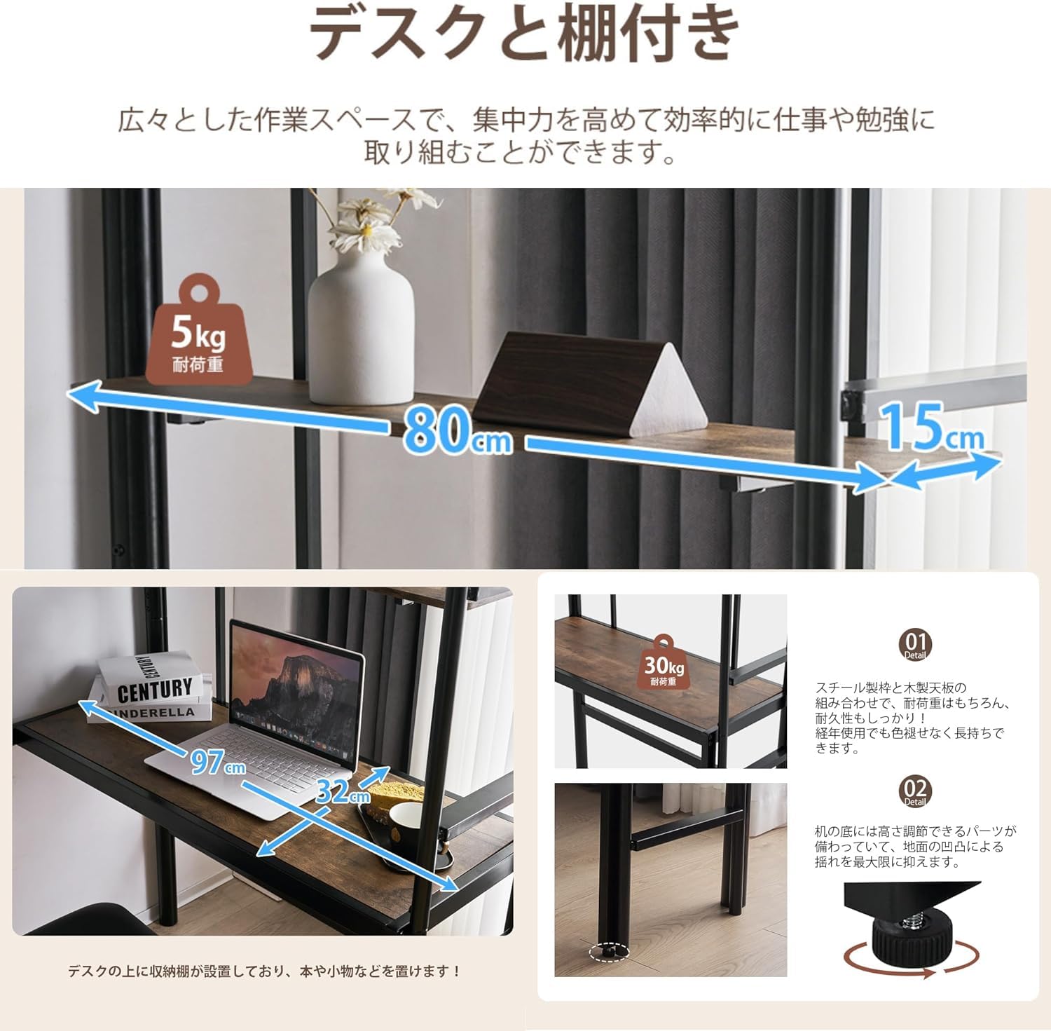 Amazon｜ロフトベッド 机付き パイプベッド シングル デスク付き