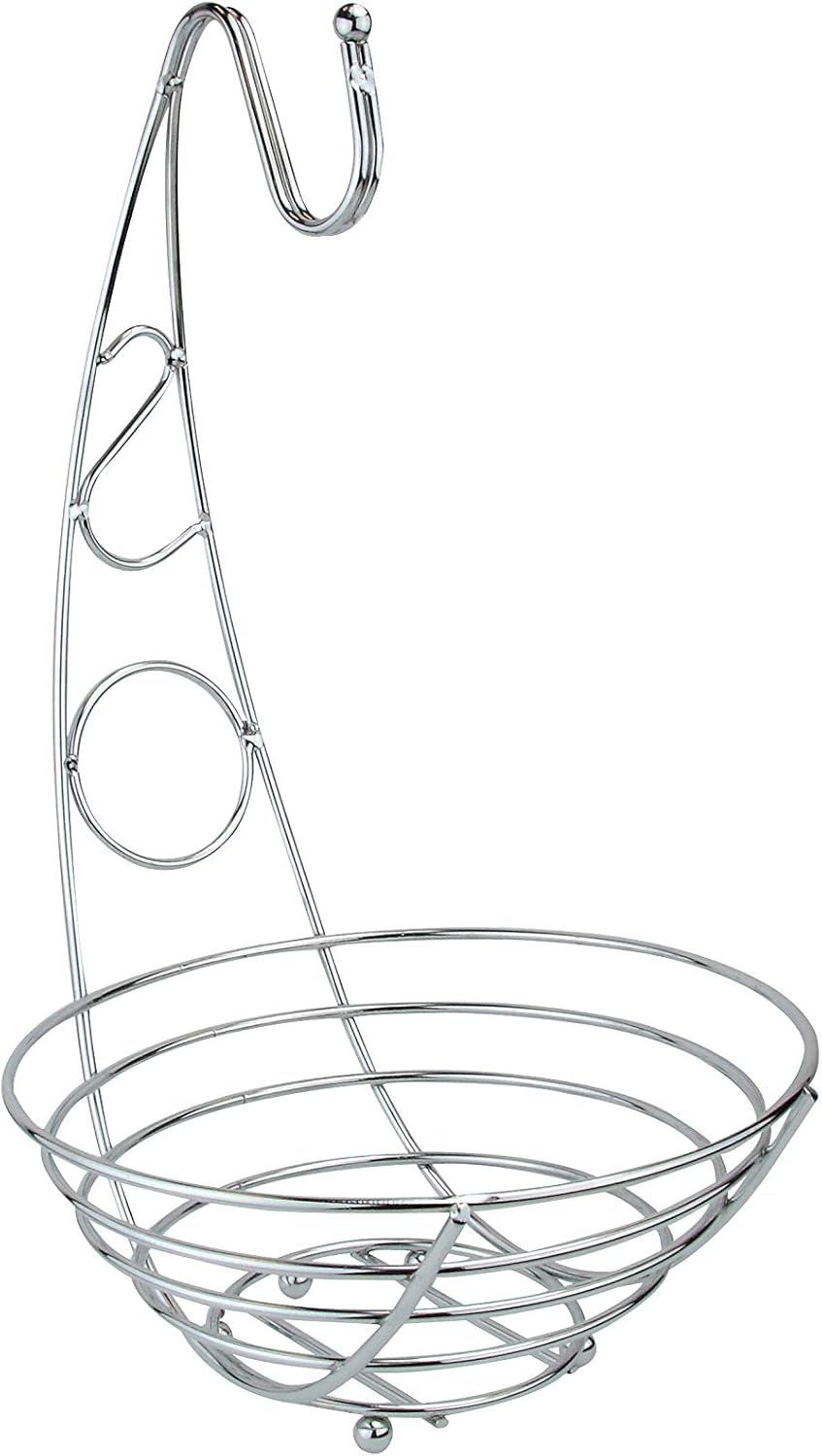 APOLLO THE HOUSEWARES BRAND Chrome Banana Tree Fruit Bowl, Basket, Hanger, Fresh for Longer, Size: 24x42x24cm, Chrome