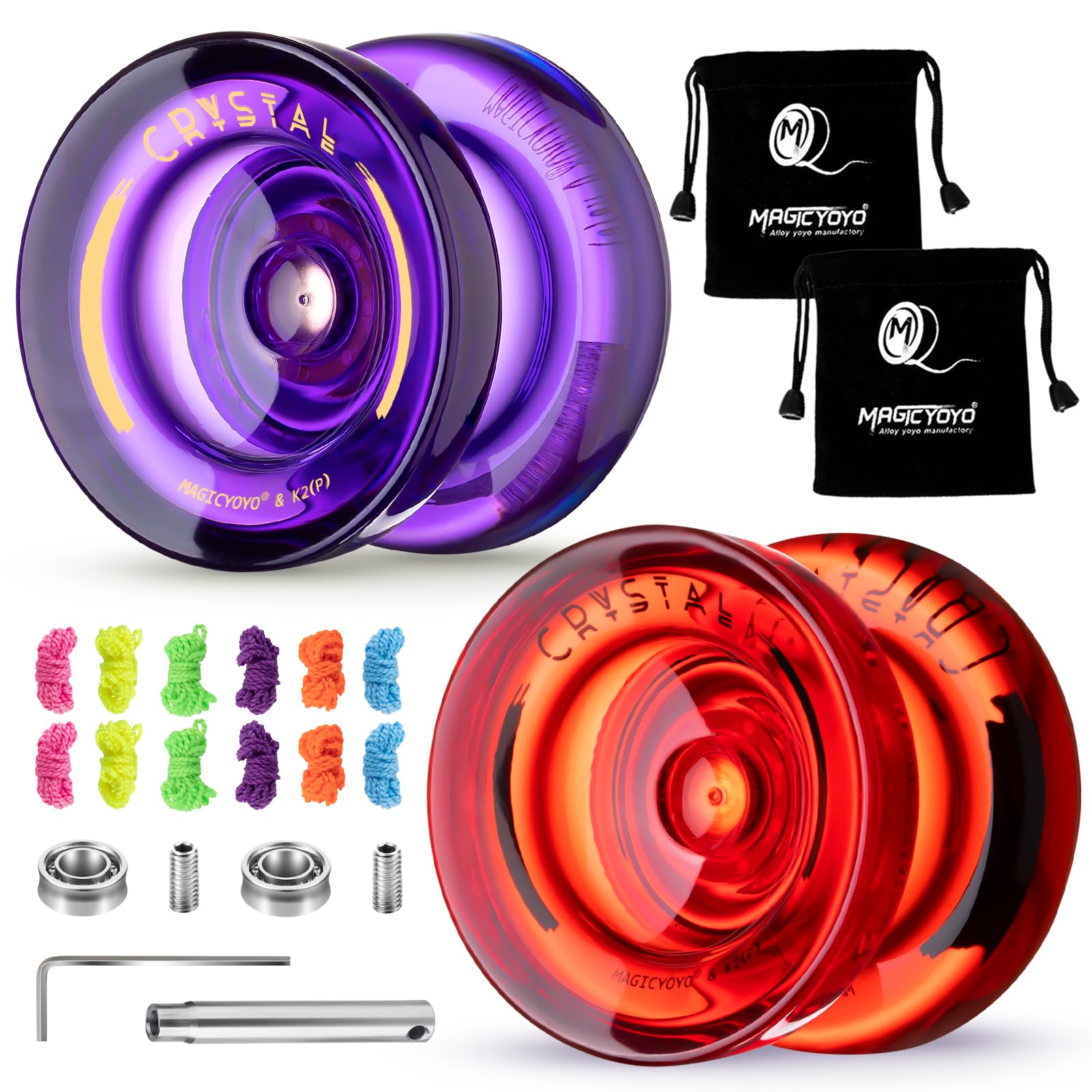 MAGICYOYO K2 Crystal Responsive Yoyos for Kids 8-12 &amp; Adults (Red+Purple)