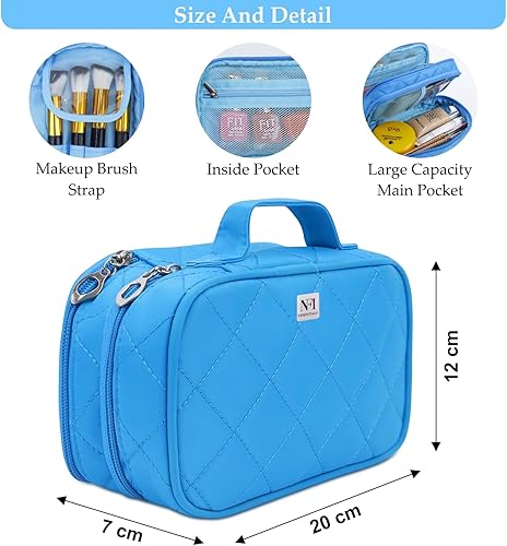 Miniatura 4 de NFI essentials Double Layer Cosmetic Storage Bag Make Up Organizer Makeup Case with Brush Compartment Travel Toiletry Makeup Kit case Pouch for