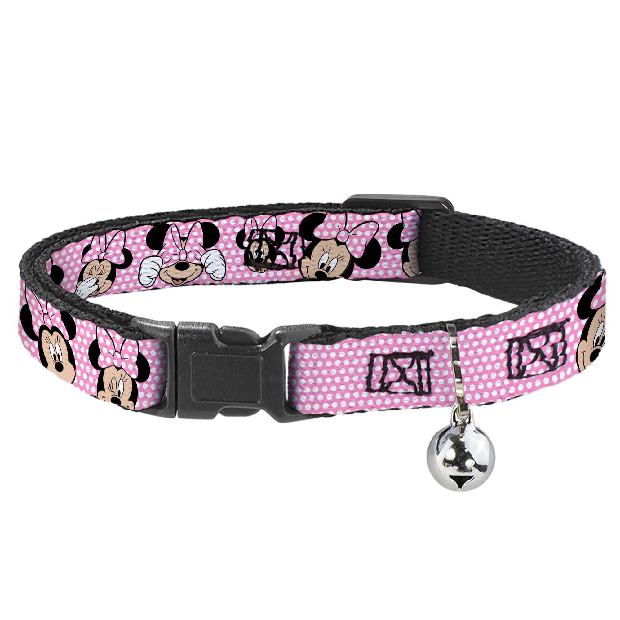 Cat Collar Breakaway Minnie Mouse Expressions Polka Dot Pink White 8 to 12 Inches 0.5 Inch Wide