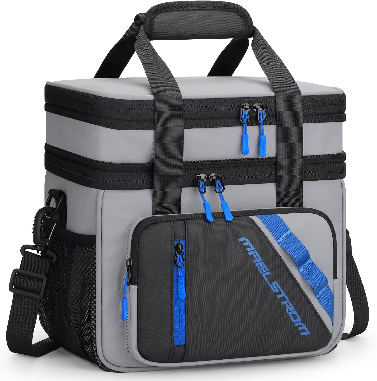 Maelstrom Lunch Box, 20L Insulated Lunch Bag for Men Women, Expandable Double Deck Leakproof Cooler Bag with 6 Pockets, Reusable Lunch Tote Bag for Work, Picnic, Travel, Grey