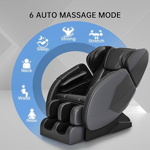 Miniatura 5 de Silla de masaje 2024, cuerpo completo, gravedad cero con rodillo de masaje Shiatsu, 6 modos de masaje automático, calentador, masaje de pies,