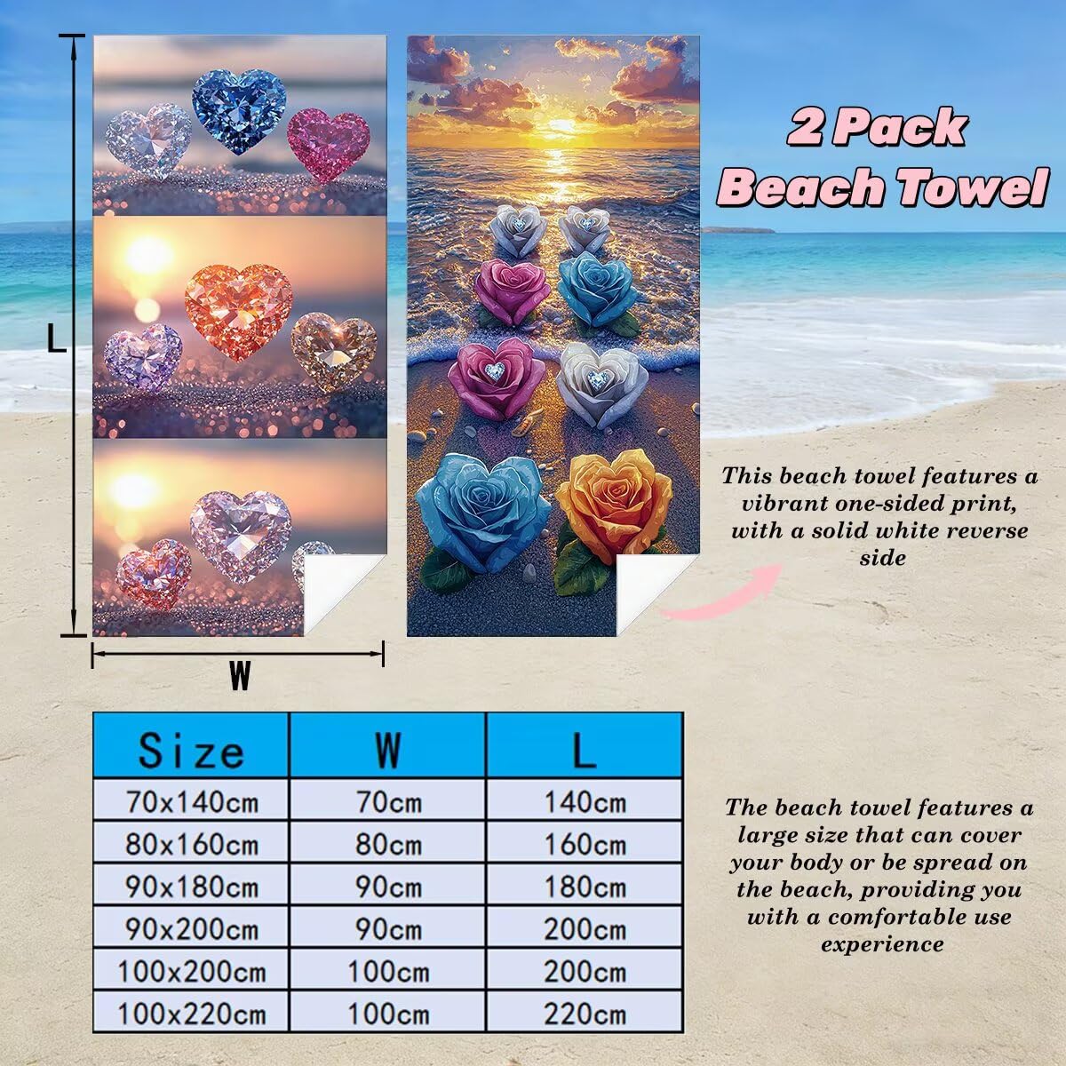 Ręcznik plażowy XXL, 90 x 180 cm, zestaw 2 szt., ręcznik plażowy z mikrofibry, szybkoschnący, ręcznik do sauny, fitness, ręcznik plażowy, do sauny, duży ręcznik kąpielowy, prezent dla kobiet -4411
