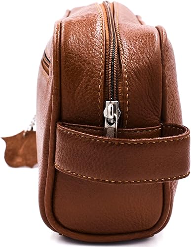 Miniatura 3 de Parker - Kit Dopp de cuero de grano completo, hecho a mano, tamaño completo, color marrón, neceser de cuero, kit de Dopp, bolsa de viaje para