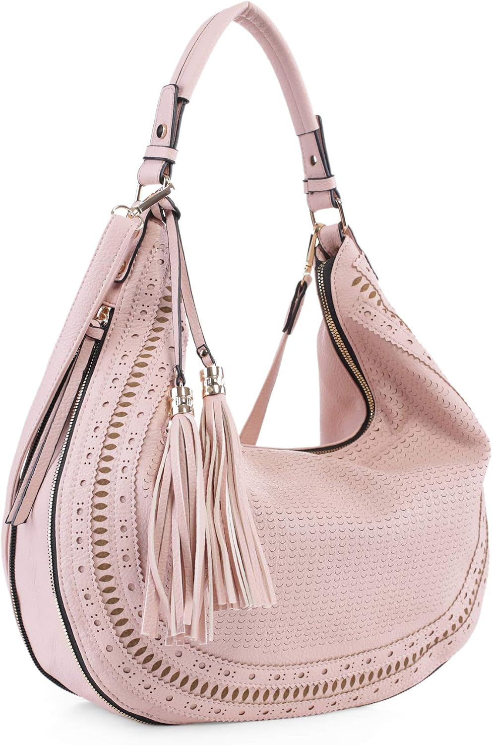 SG SUGU Fashion Double Tassel Large Hobo Shoulder Handbag Purse for Women