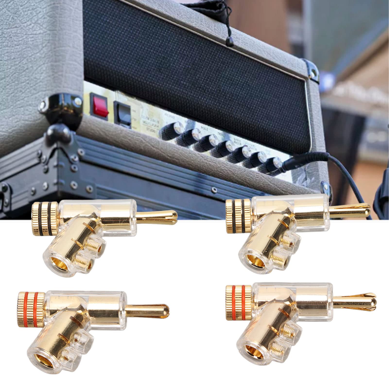 Connettori A Banana Con Bloccaggio Angolati 45° | BA1403 Placcati Oro 24K | Per Cavi Fino A 7 Mm