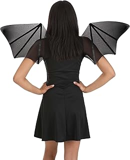 Fun Costumes Sheer Bat Costume Wings for Adults - Nylon Wings with Satin Ribbon Details and Wire Edge, One Size Fits Most Standard - Black