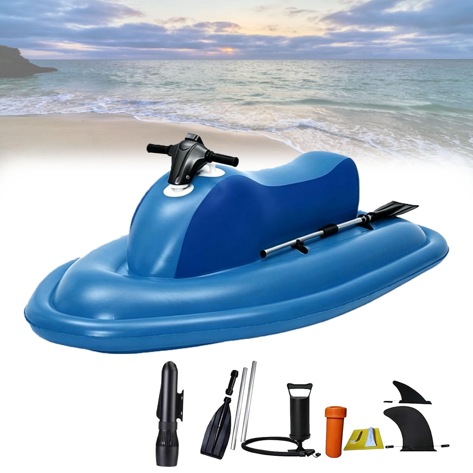 Pfps Portable Electric Inflatable Jet Ski with Underwater Scooter Function, 500W Motor, 7km/h Max Speed, 130Min Runtime for Swimming, Diving & Kayaking 500w10A