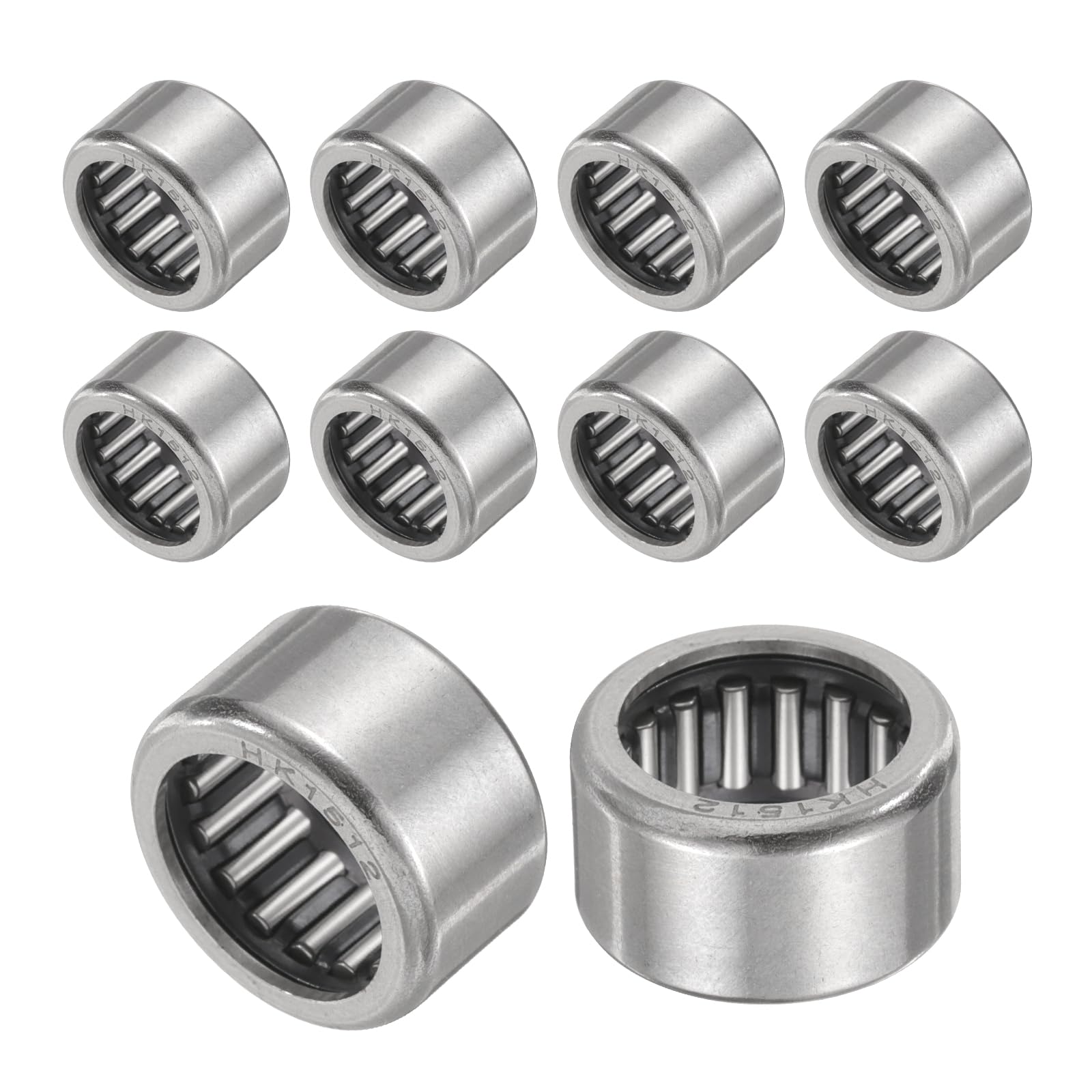 QUARKZMAN 10 szt. Łożyska wałeczkowe klatkowe HK1512 One Way Łożysko 16 x 21 x 12 mm, łożysko ze stali odpornej na temperaturę