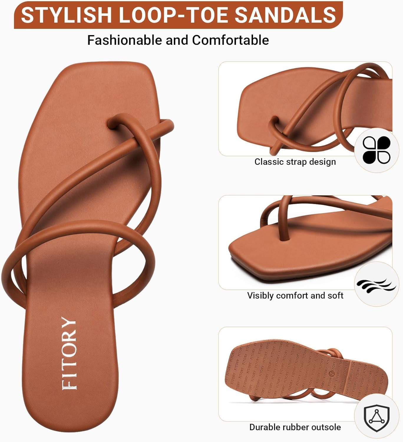 FITORY Women's Slide Sandals Flat Flip Flops with Cross Strap Thongs for Summer Size 6-11 - Image 4