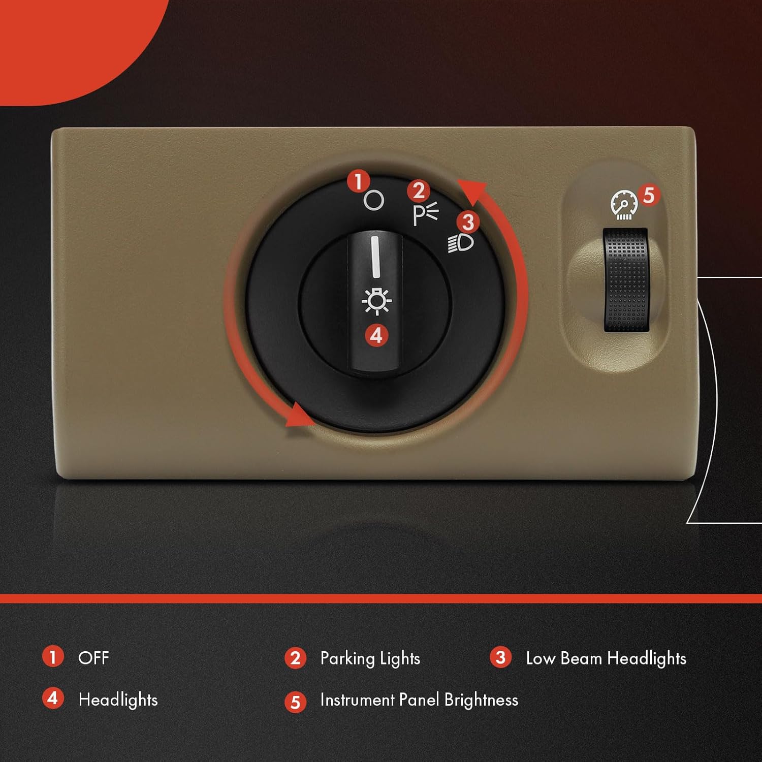 A-Premium Headlight Switch Instrument Panel Headlamp Dimmer Switch Compatible with Ford F-150 F150 2005-2008 & Lincoln Mark LT 2006-2008