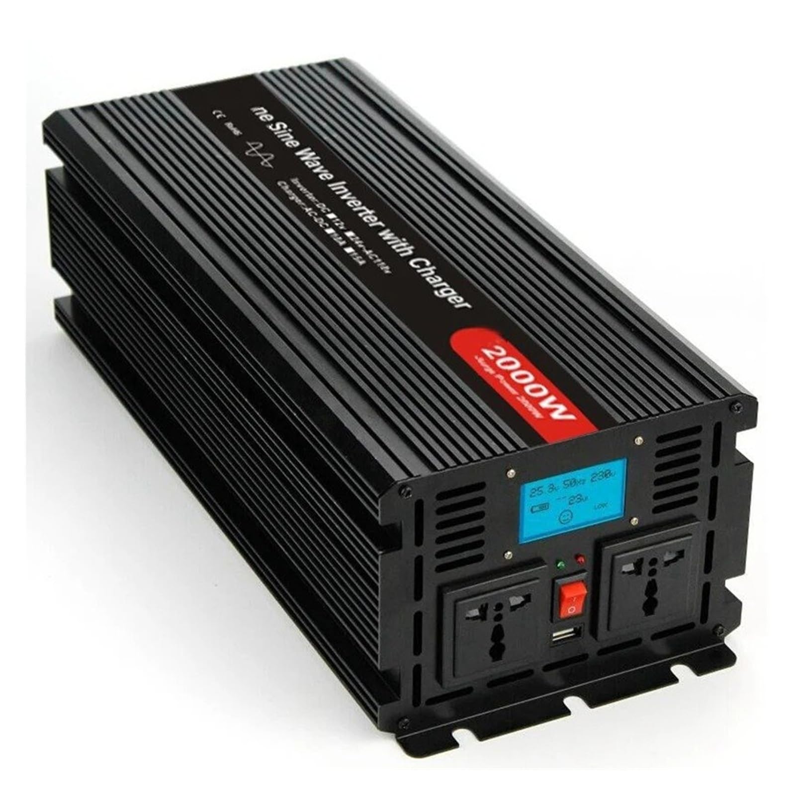 Converter Invertitore Onda Sinusoidale PER Pura DC 12V/24V AC 110V/220V 2000W Picco 4000 Watt Inverter Potenza Display LCD Caricatore UPS(Frequency 50Hz,12V,240V)