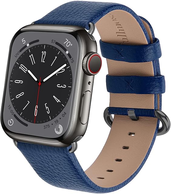 Fullmosa Leather Strap Compatible with Apple Watch Strap 44mm 42mm 45mm, Genuine Leather Replacement Strap Compatible with iWatch Series 8 7 6 SE 5 4 3 2 1 Sports & Edition, Men and Women
