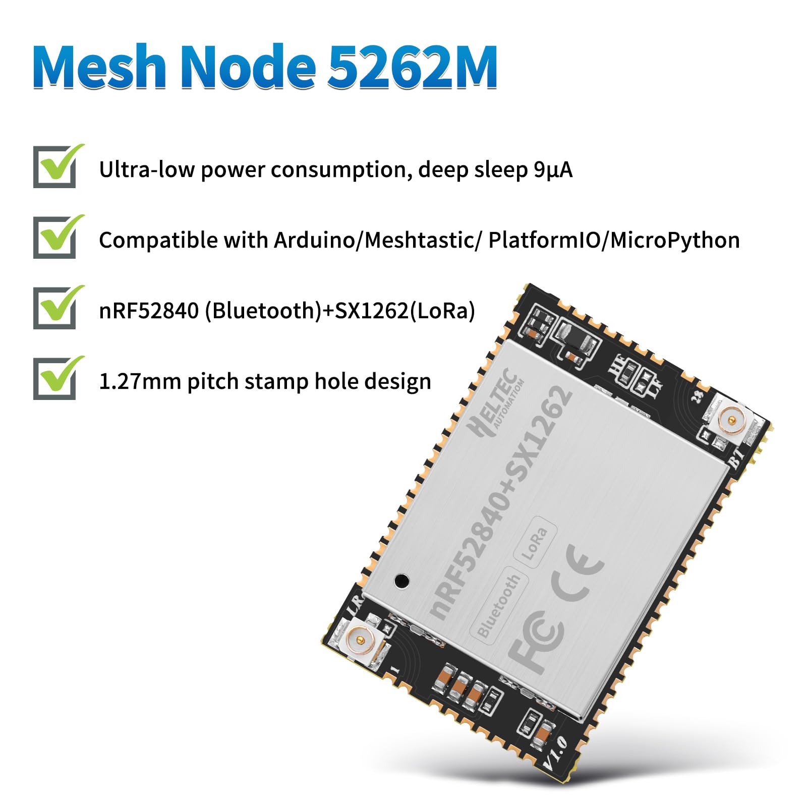 Amazon.com: 1pcs Mesh Node 5262M Module, nRF52840 MCU SX1262 LoRa